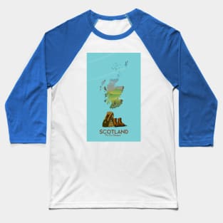 Scotland Map Travel Poster Baseball T-Shirt